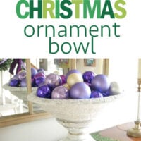 Make a pedestal bowl to display Christmas ornaments in your home. #christmasDecorDIY #ChristmasOrnamentIdeas