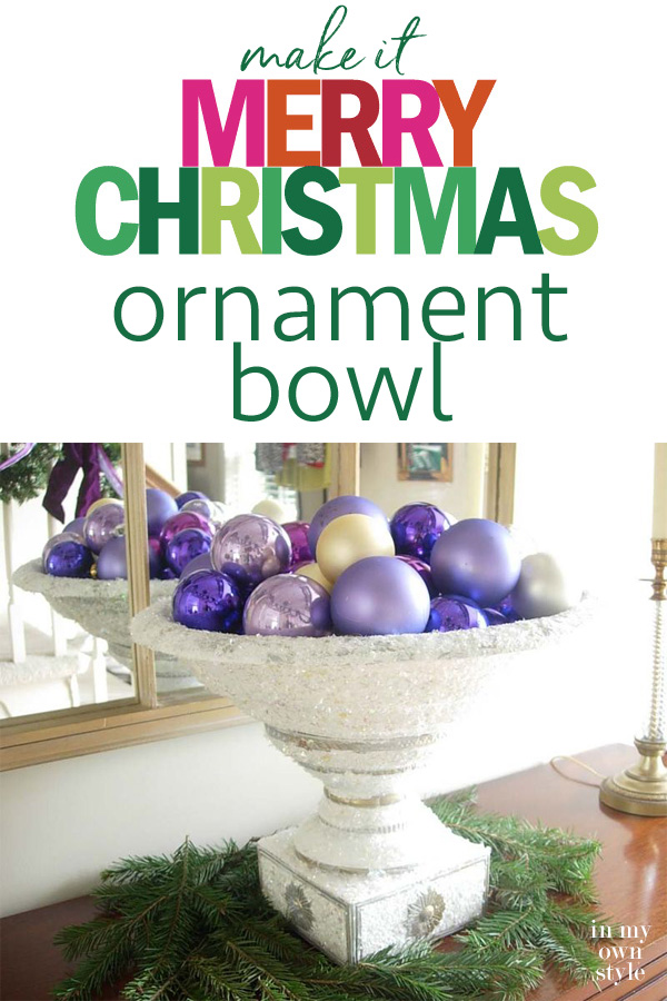 Make a pedestal bowl to display Christmas ornaments in your home. #christmasDecorDIY #ChristmasOrnamentIdeas