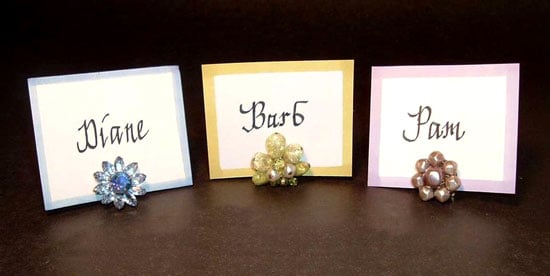 vintage Place card holders using clip on earrings