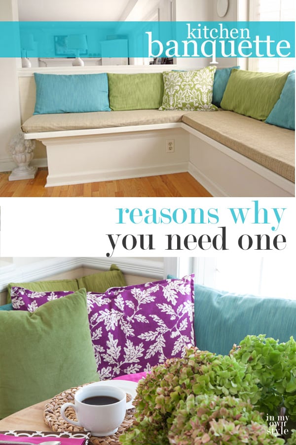 image showing finished banquette with copy on it that says - reasons why you need one
