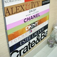Subway art idea using shopping bag logos