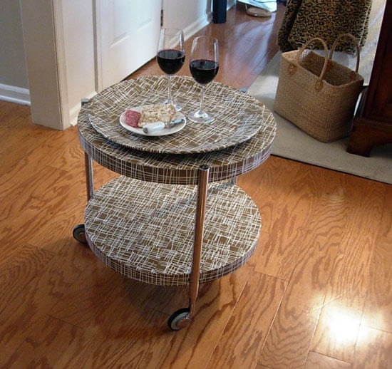 how you can use a finished decoupaged table with serving tray