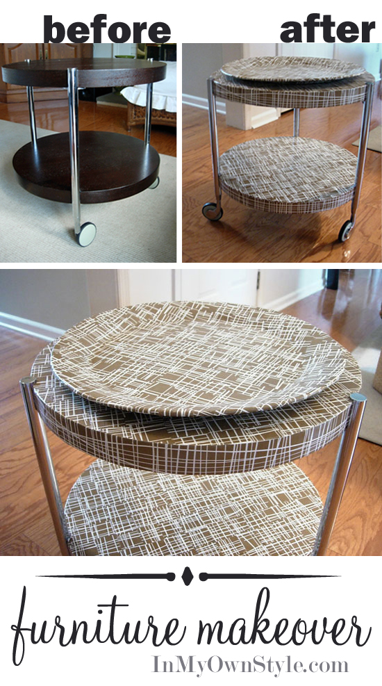 Before and After Decoupage Table Makeover