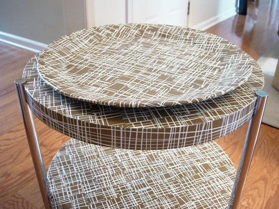 what does a finished decoupaged table look like