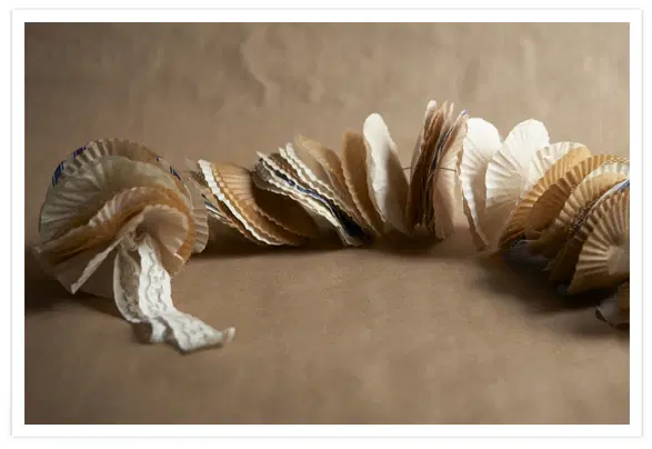 Christmas tree garland made using cupcake liners