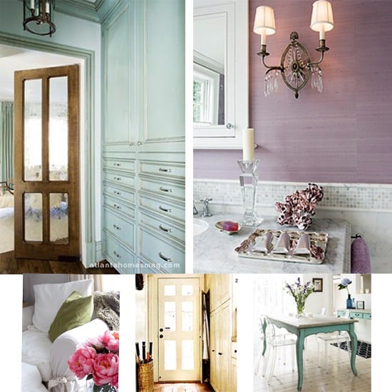4 images of rooms decorated using white with pops of color.