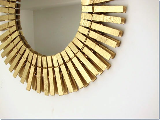 Gold-Sun burst-Mirror-made-using-clothespins