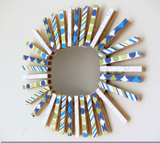 Blue green and white starburst mirror