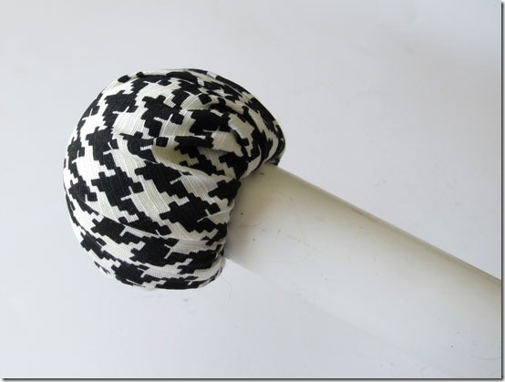 How-to-make-a-finial-for a curtain rod using a tennis ball and fabric