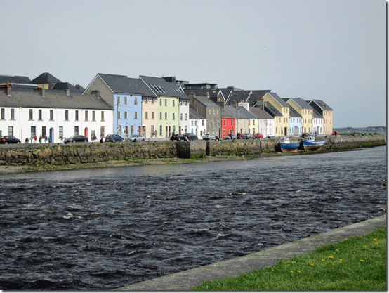 Ireland-Galway--River-with-row of homes