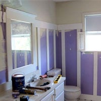 Bathroom Makeover using board and batten on the walls