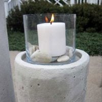 DIY concrete candle column for outdoor lighting