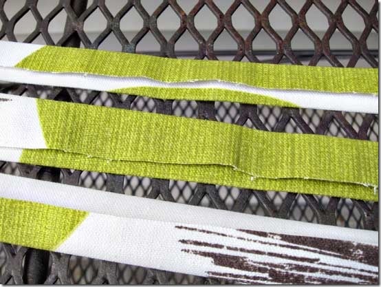 Create-fabric-strips-to-weave in trash bin 