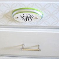 How to paint a monogram on a cabinet drawer