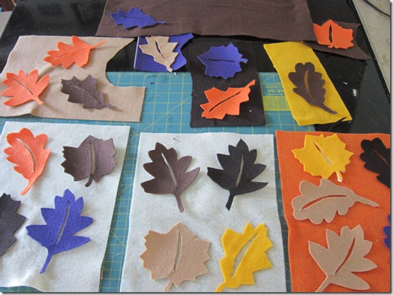 Felt-Leaves to make a falling leaves pillow for autumn home decorating