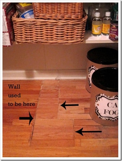 DIY Large Pantry: Wood floor in pantry