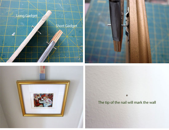 How to make and use a DIY picture hanging gadget