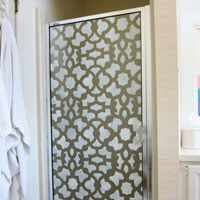 How to stencil a glass shower door using an all over stencil pattern