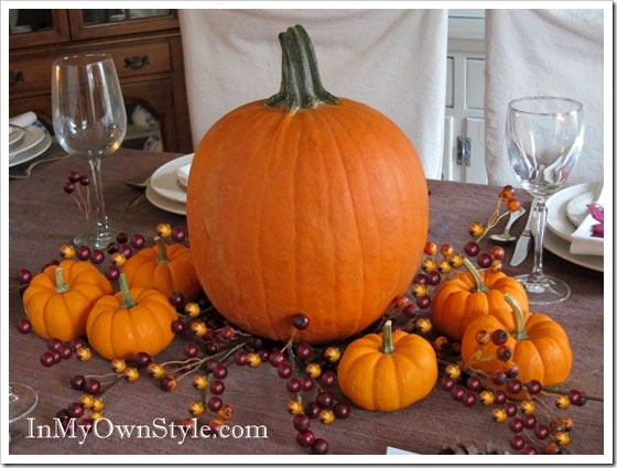 pumpkins on a Thanksgiving table