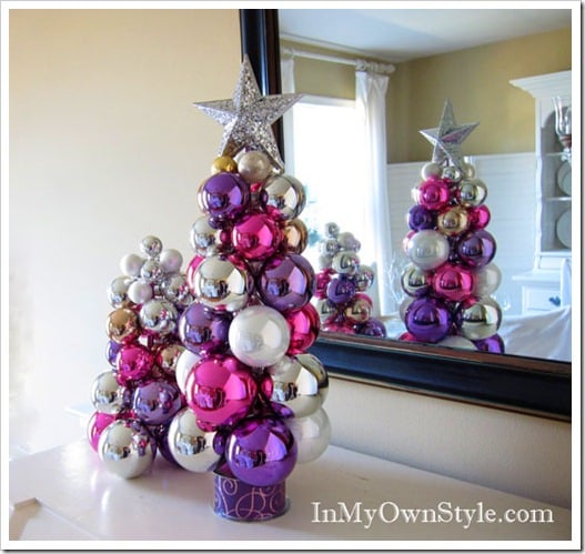 How to make a knitting needle Tabletop Christmas Tree