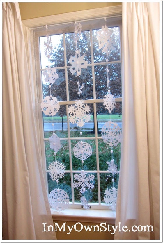 paper Snowflakes -hanging-in-window