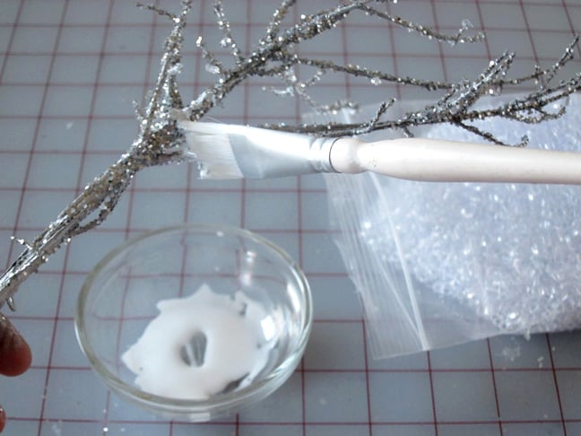 How to make snowy looking branches for holiday decor
