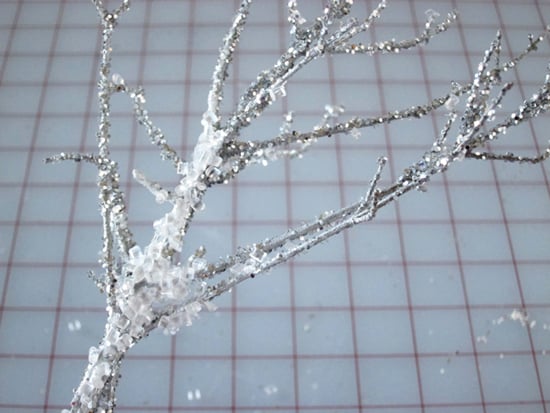 Holiday Decorating - Sparkly glitter branches.