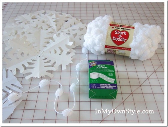 Supplies-needed-to-make-a-snowflake window curtain