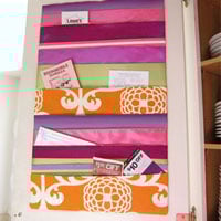 How to make a ribbon memo board to go inside a kitchen cabinet