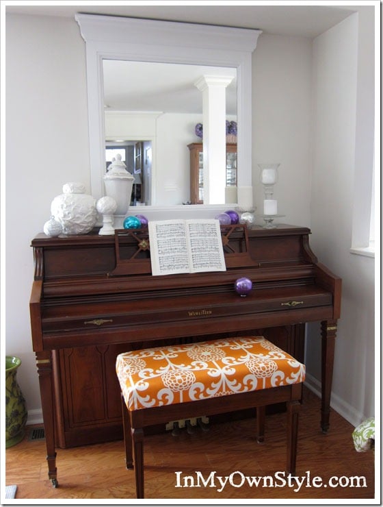 How to make a cushion and decorative cover for a piano bench seat with no sewing.
