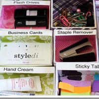 Desk Drawer Dividers made using cardboard boxes