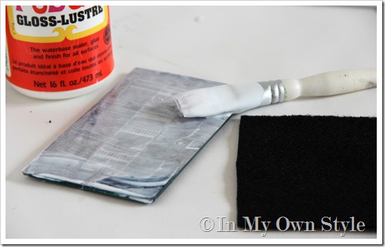 Use Mod Podge to glue felt to back of DIY paperweight