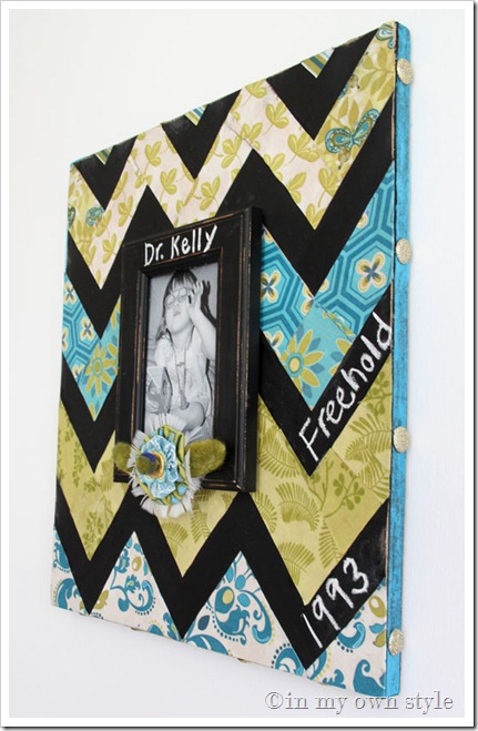 Finished Chevron chalkboard frame