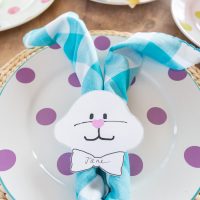 Easter bunny napkin on plate