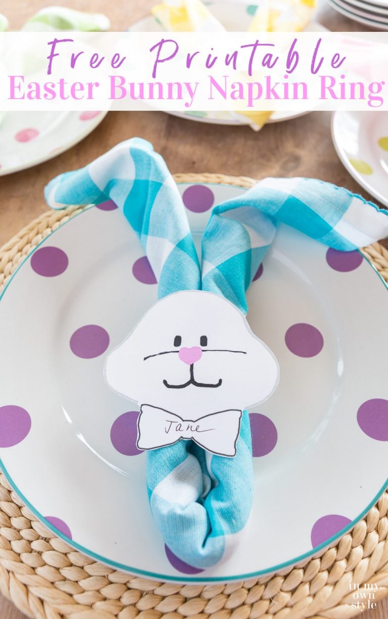 Easter bunny napkin on plate