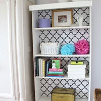 How to make over a bookcase with fabric and cardboard