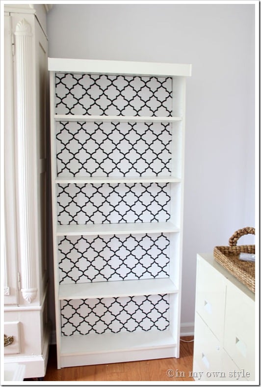 How to make fabric backdrops for book shelves.
