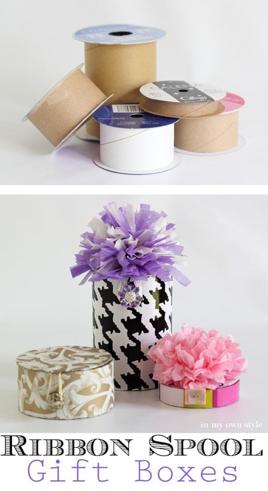 Mother's Day Gift Boxes Repurposed from Ribbon Spools