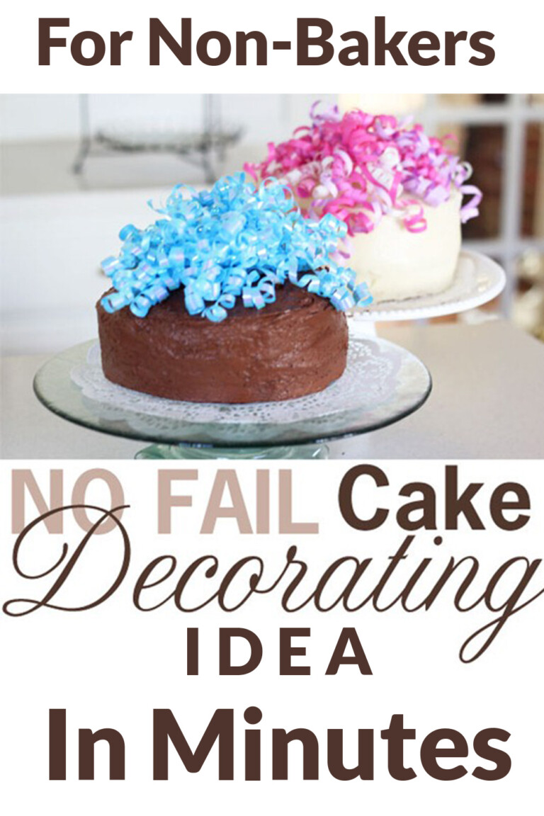 Image graphic of two cakes plainly iced and decorated with curling ribbons.