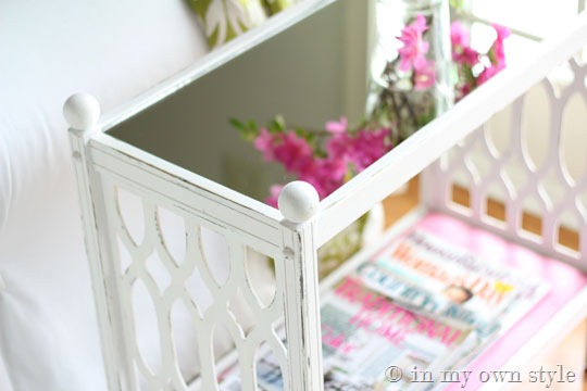 mirror topped table to allow more light in the room by adding more reflective surfaces