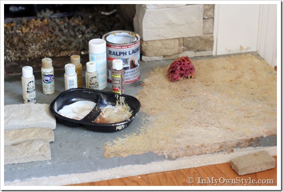 Setting up a fireplace hearth to paint.