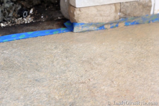 faux painted concrete hearth