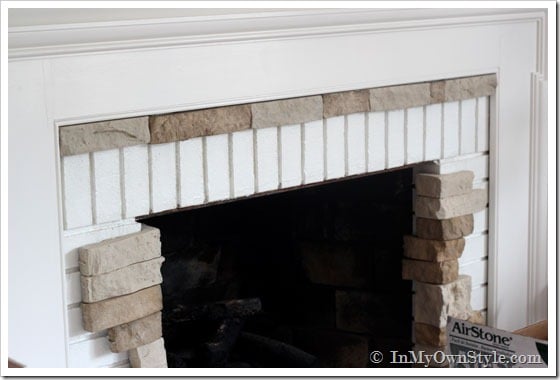 Stone Fireplace makeover using AirStone
