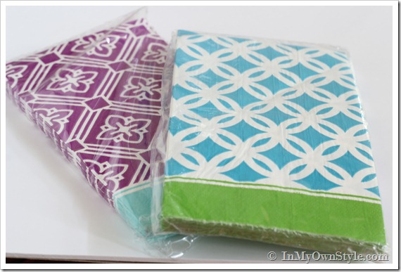 Two packs of paper napkins to be repurposed to cover drawer pulls