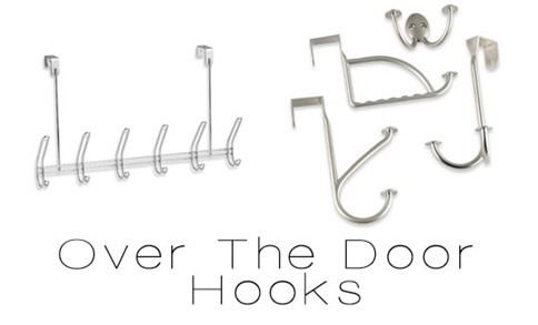 Over the door hooks that will help organize college rooms.