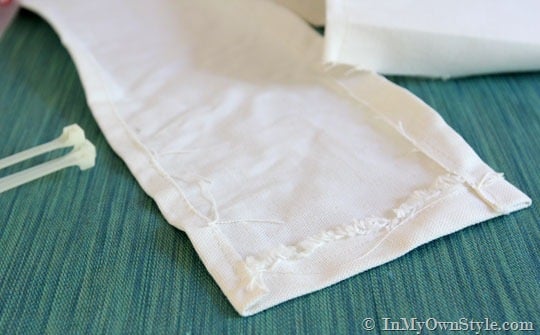 first step in making a fabric TV cord cover to hide unsightly cords and wires.