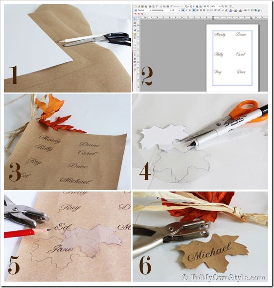 Dollar-Store-Leaf-and-Raffia Place card tutorial