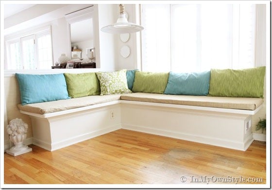 Custom made built-in banquette in kitchen