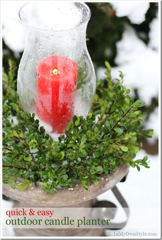 Outdoor Christmas candle planter to make for a porch.