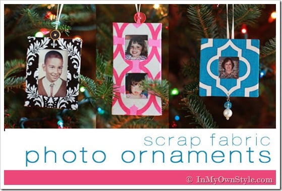Handmade-Christmas-Ornaments made using scrap fabric